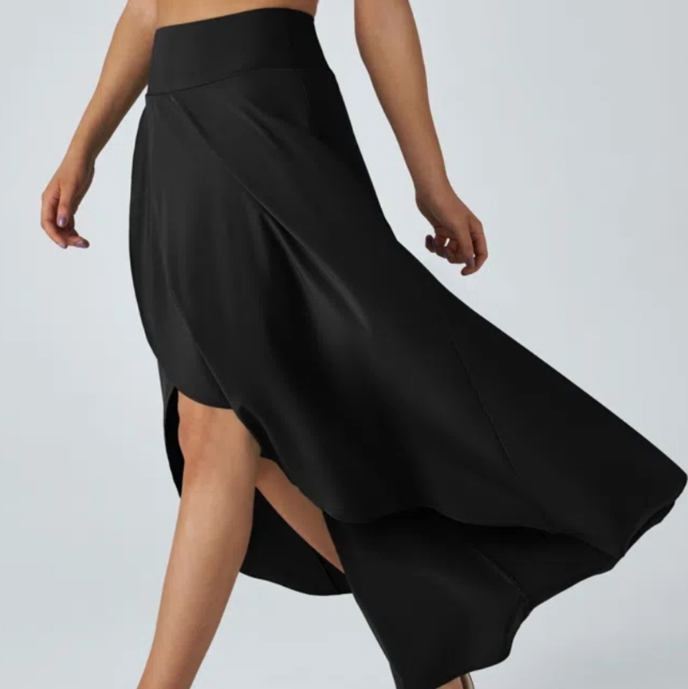 HALARA Breezeful Asymmetrical A-Line Maxi Skirt BLACK Size 1X